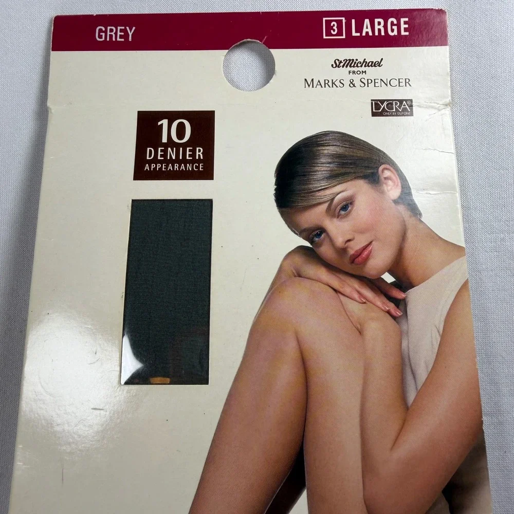 Marks & Spencer St Michael Smooth Matt Tights Women 3 Large Grey Lycra Vintage